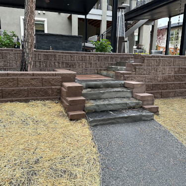 Heavy stone steps landscaping Colorado